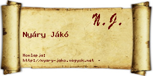 Nyáry Jákó névjegykártya